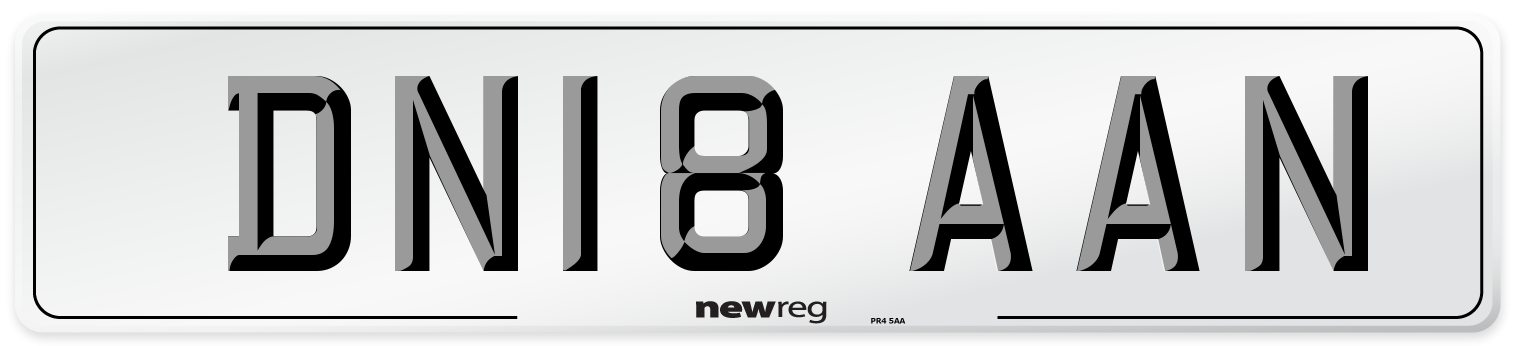 DN18 AAN Number Plate from New Reg